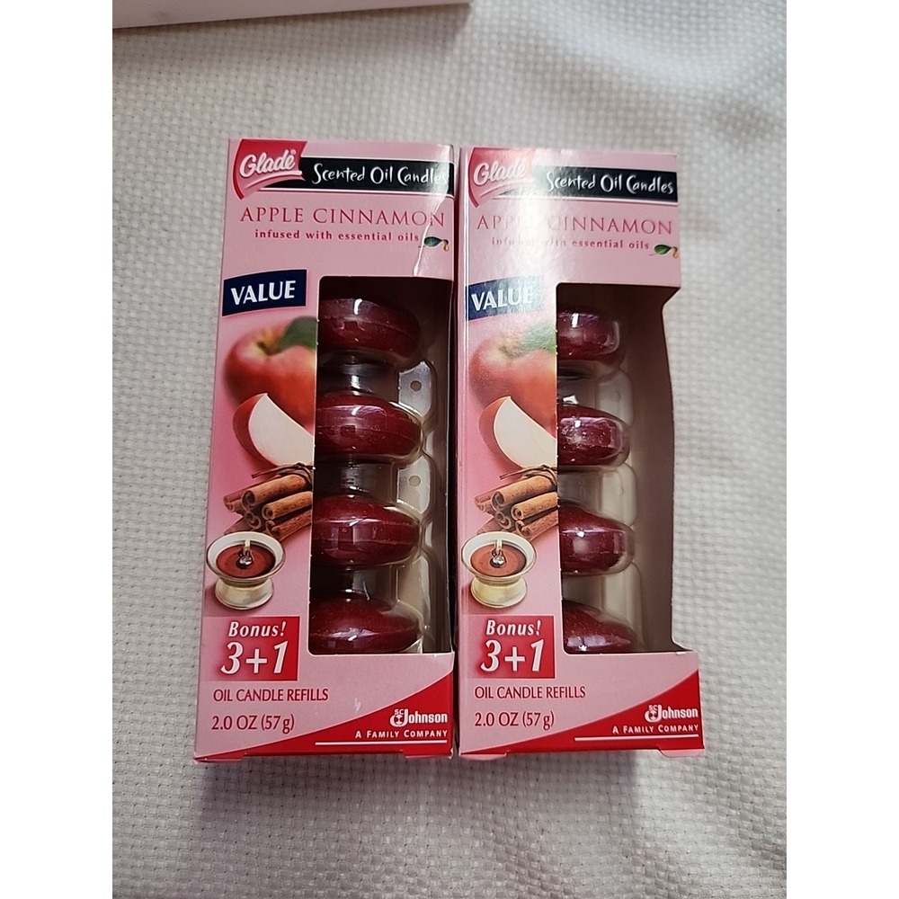 2 -Glade Scented Oil Candles Apple Cinnamon 8 Refills Discontinued New Old Stock